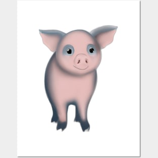 Cute Pig Drawing Posters and Art